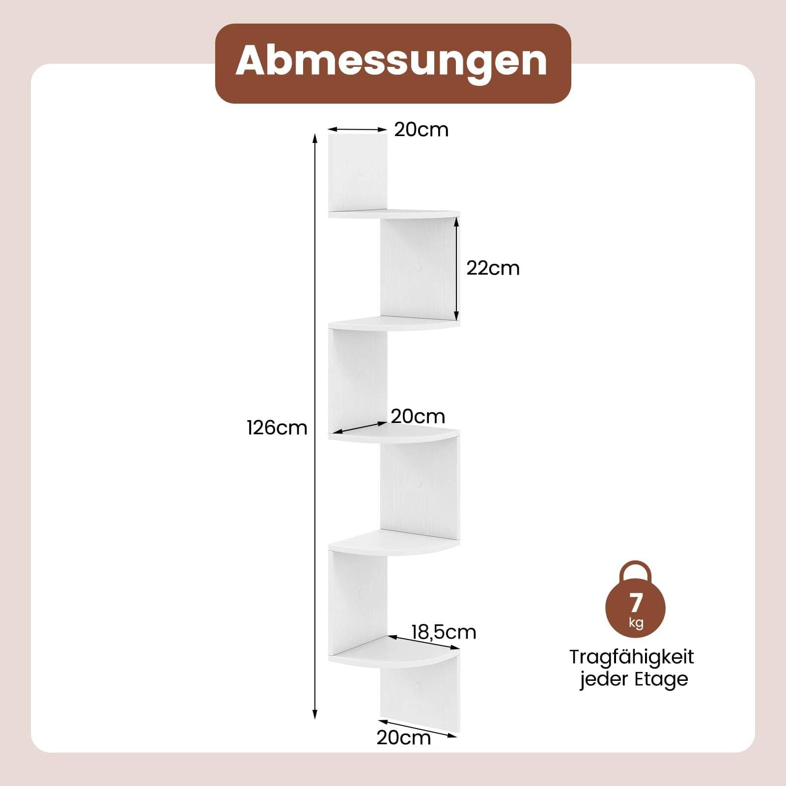 5-lags hjørnevæghylde – Pladsbesparende svævende design view 2