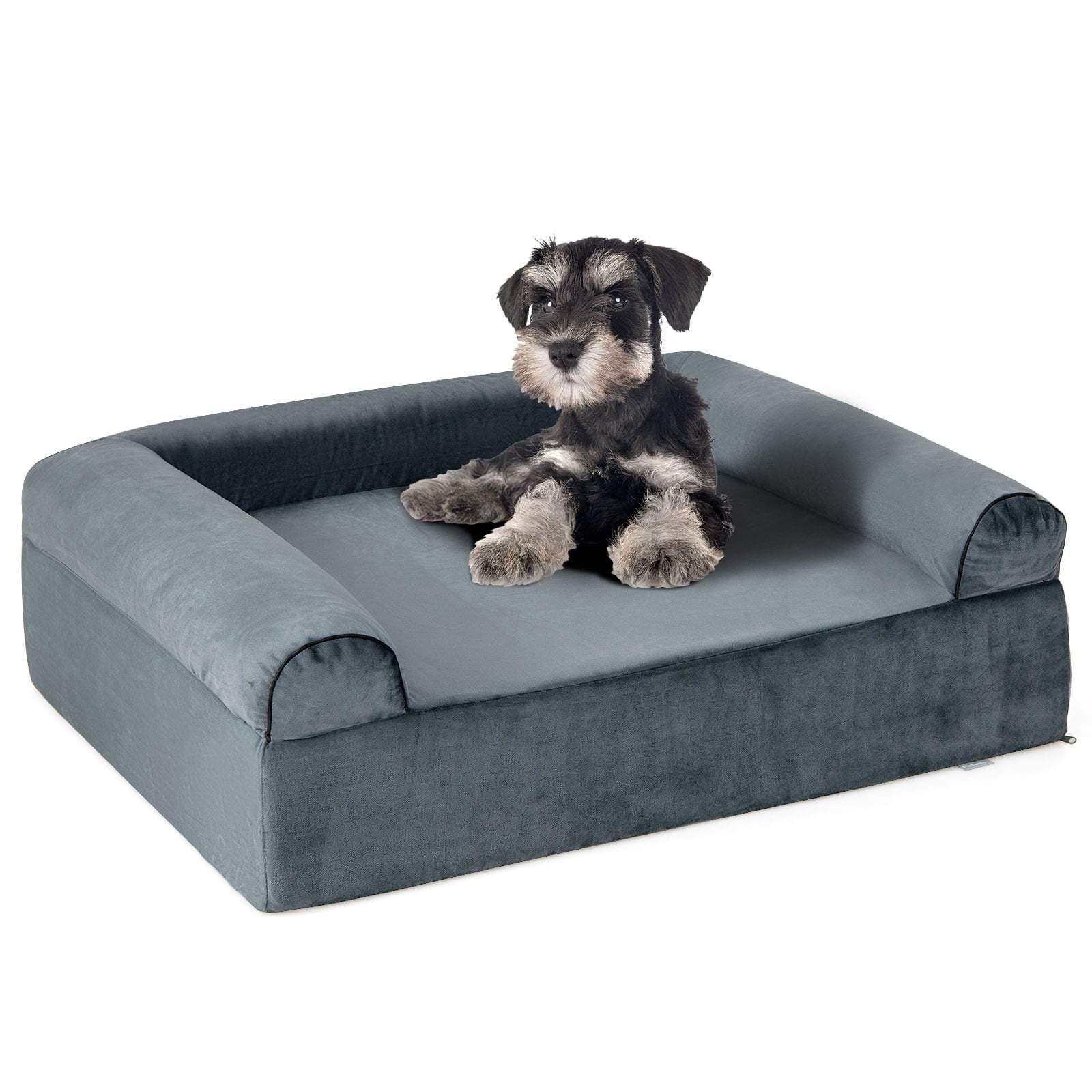 Ortopædisk hundeseng med kølende gel memory foam, grå