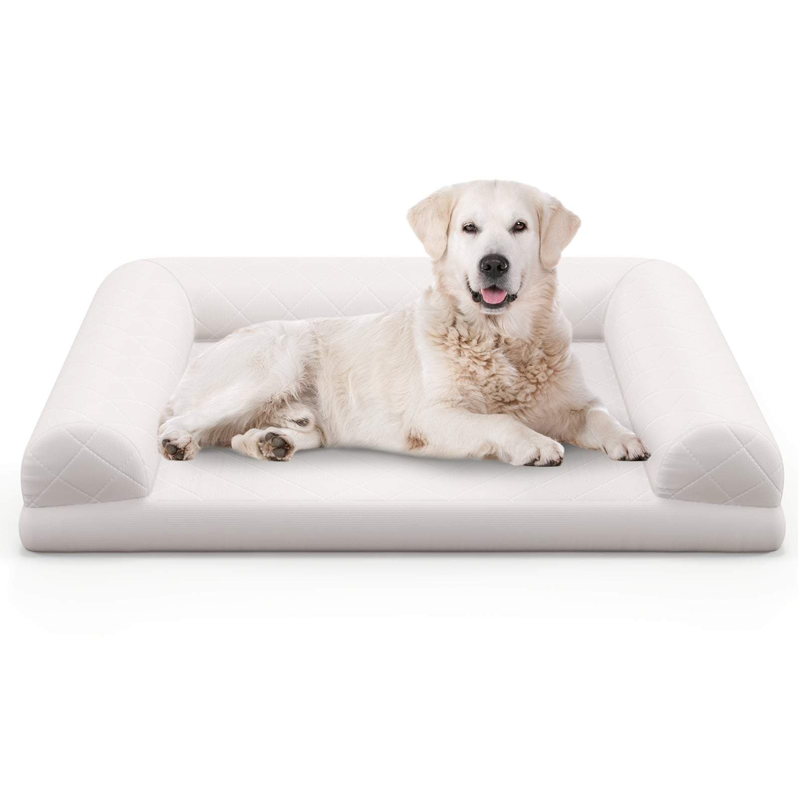 Ortopædisk hundeseng til mellemstore hunde, æggeburskum, beige