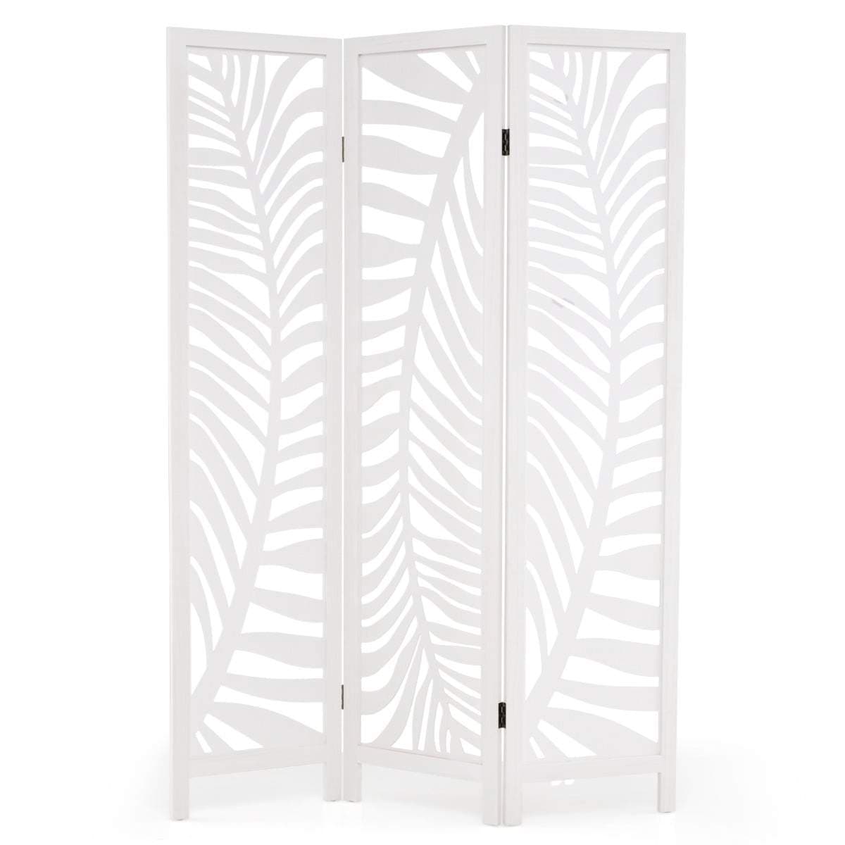 3-panels rumdeler, ramme i naturtræ, bladdesign