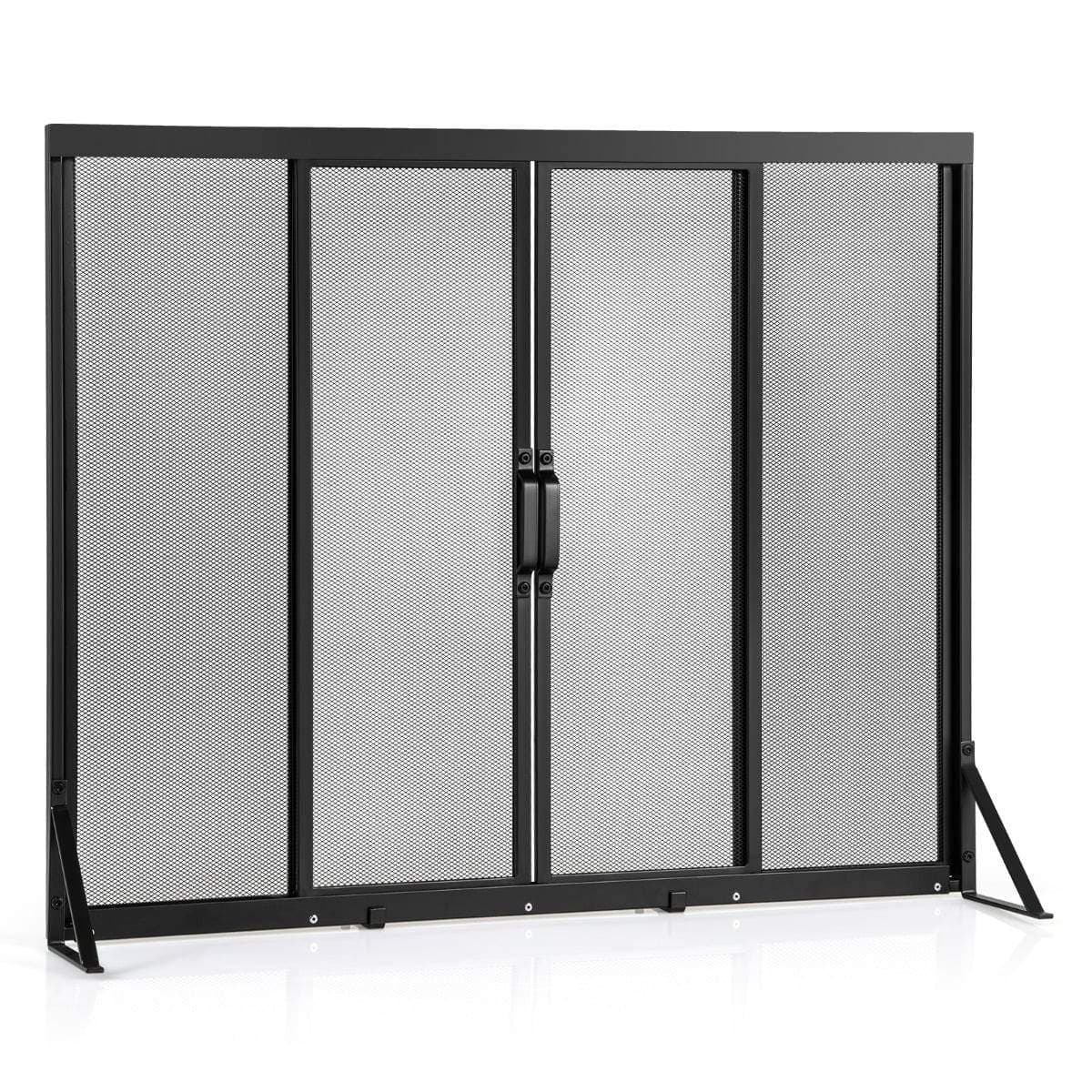 Pejseskærm med skydedøre – Metal, 96 x 79 cm