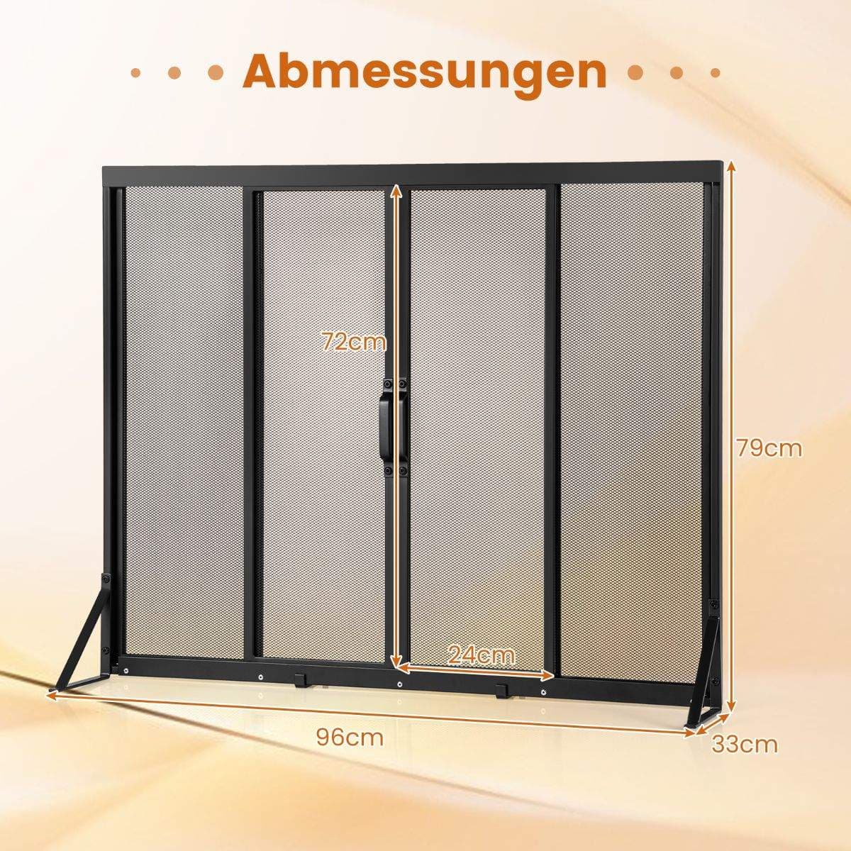 Pejseskærm med skydedøre – Metal, 96 x 79 cm view 2