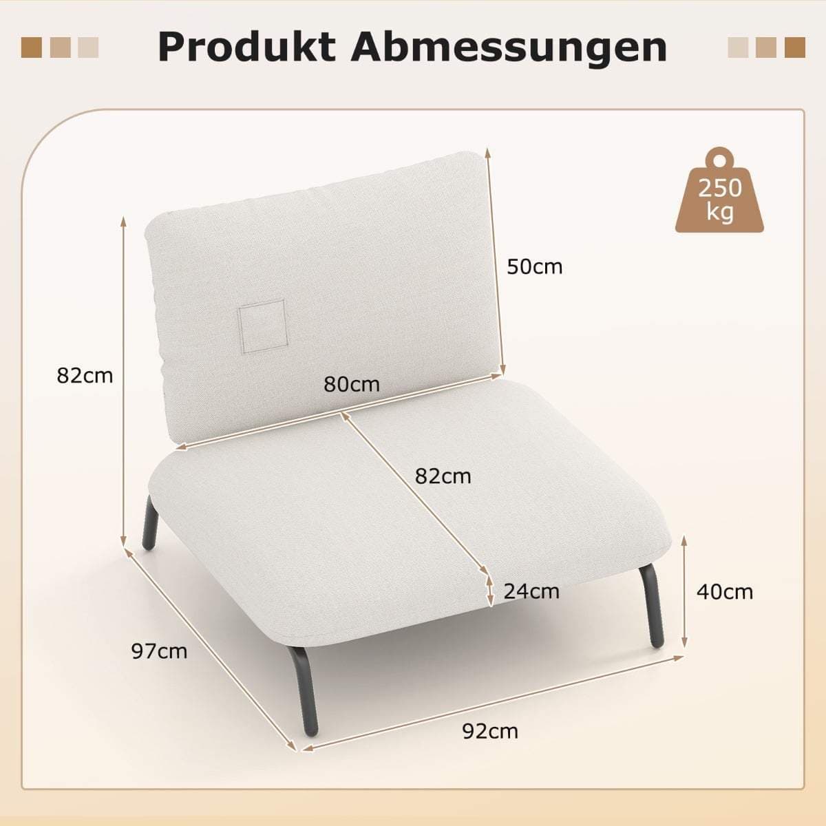 Overdimensioneret accentstol – ekstra bred, dyb sæde, beige view 2