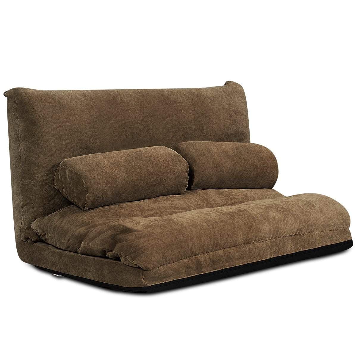 Justerbar gulvsovesofa med hynder – brun, foldbart design