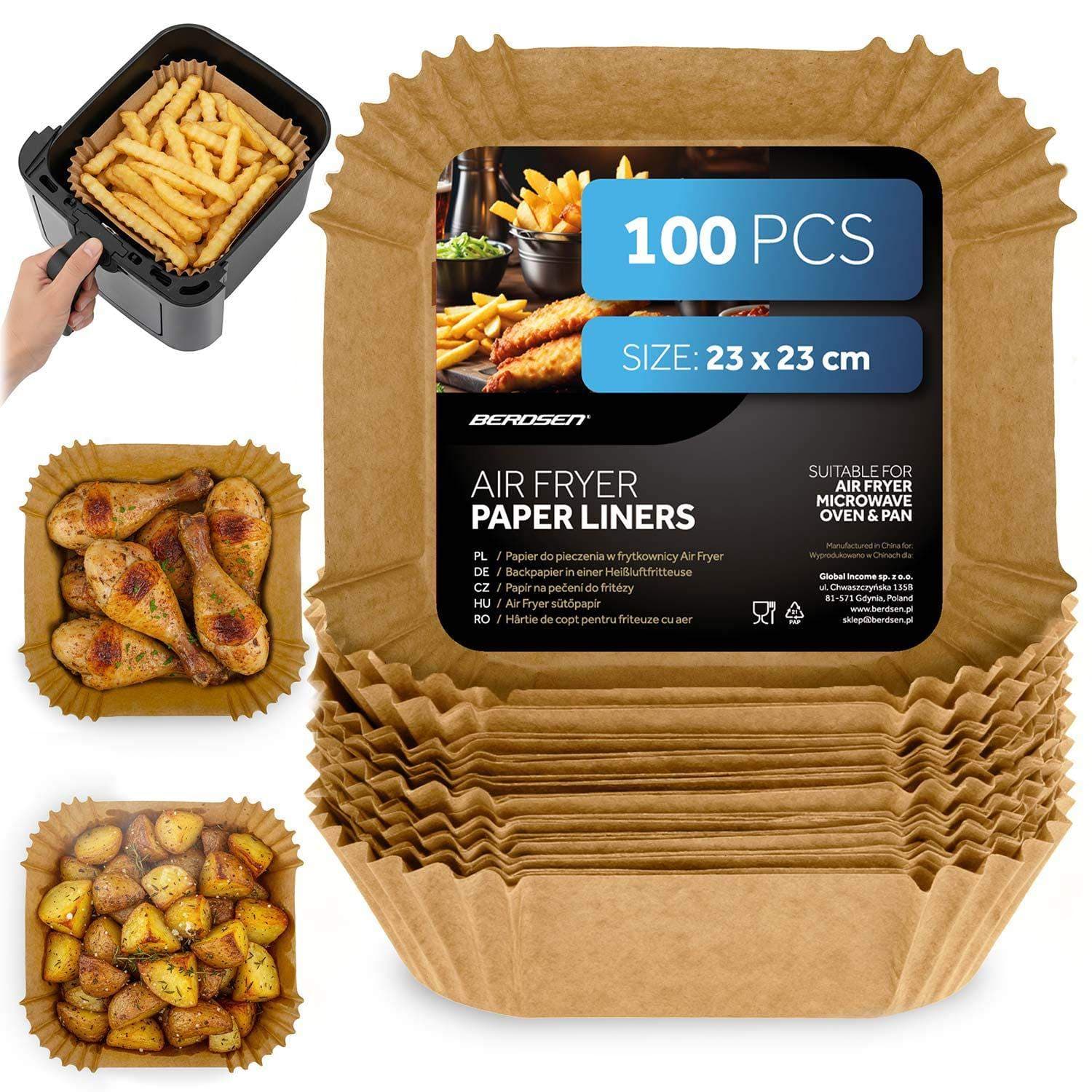 Bagepapirforme til airfryer, 23 cm, 100 stk.