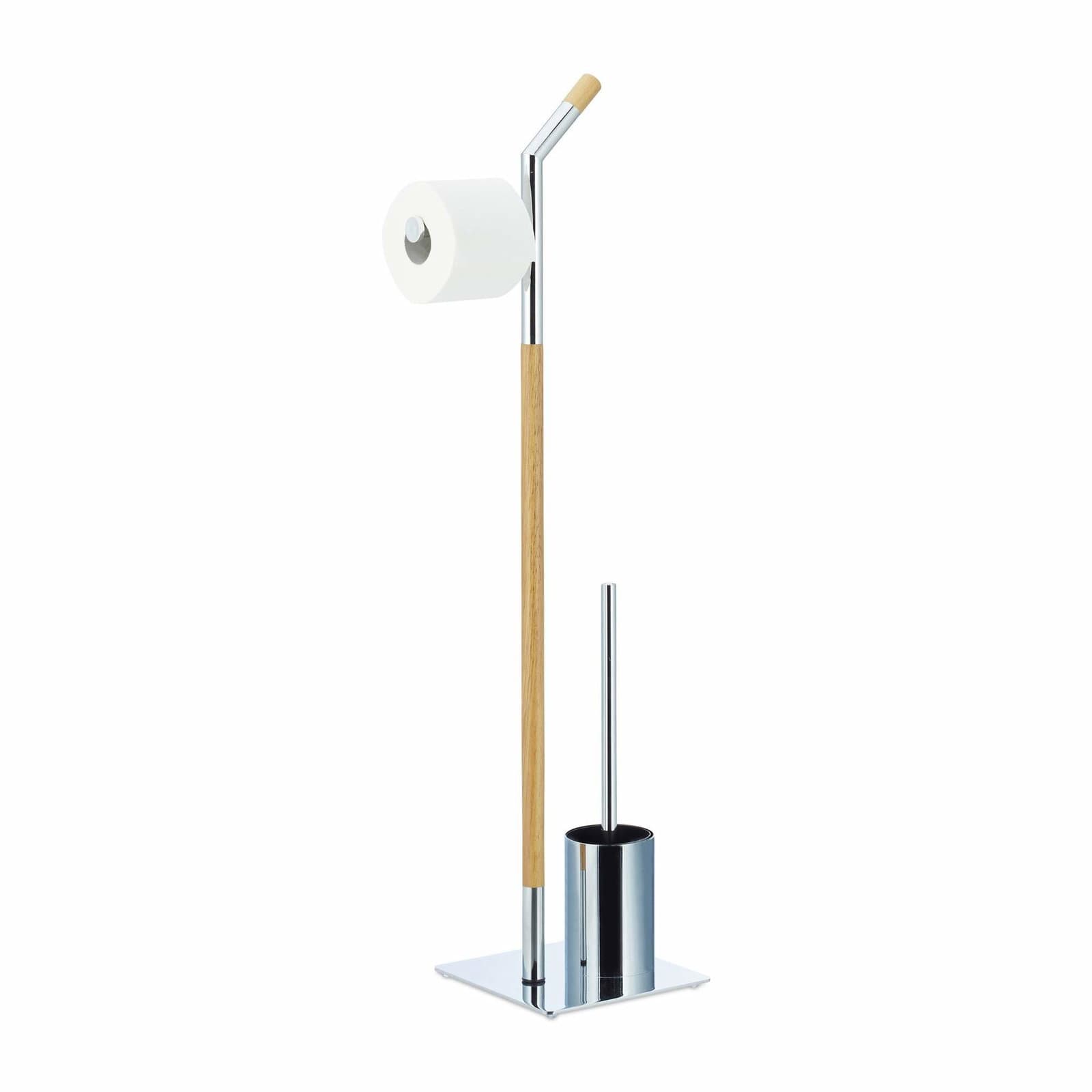 Træ & krom toilet tilbehørssæt