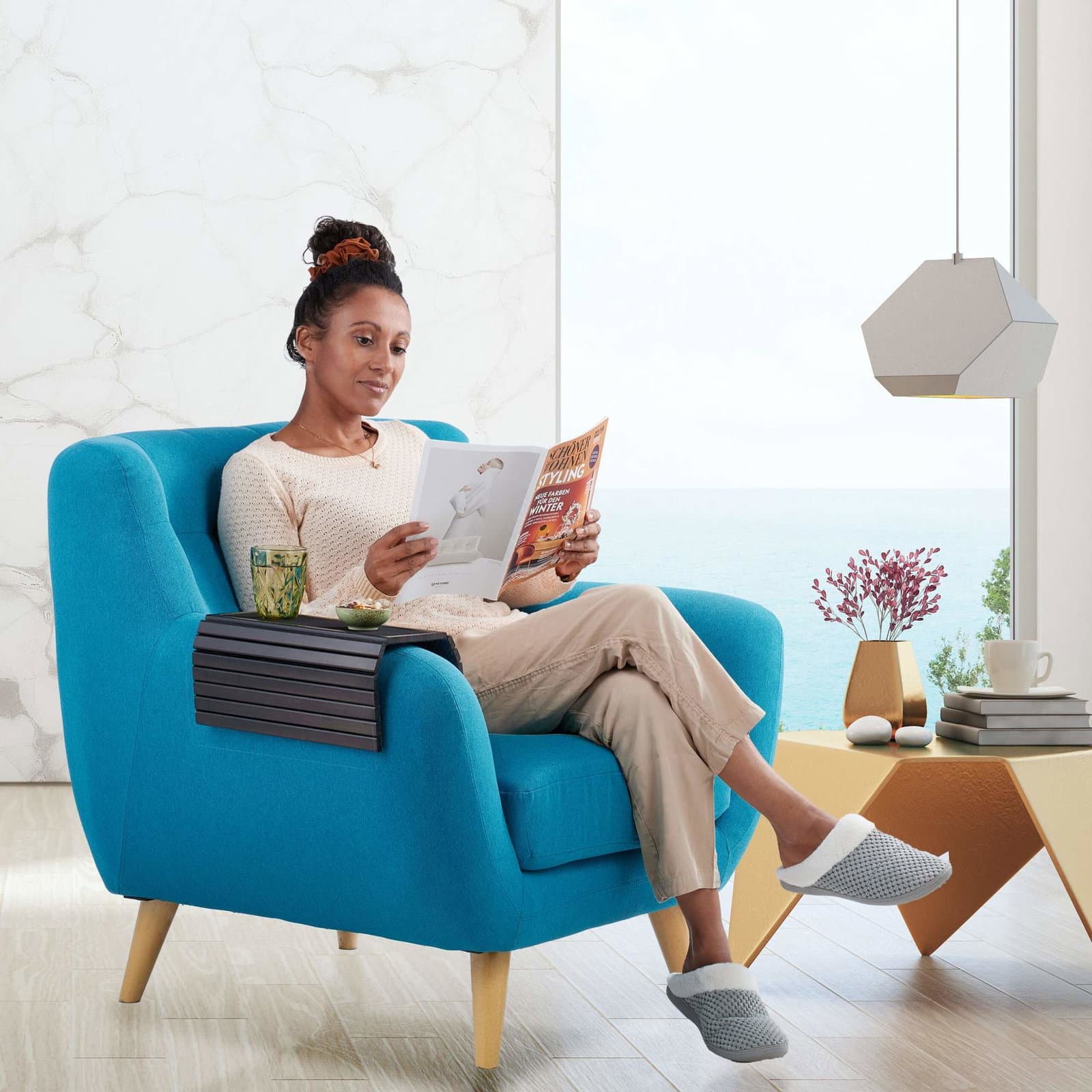 Sofabakke i mørkebrun bambus view 2