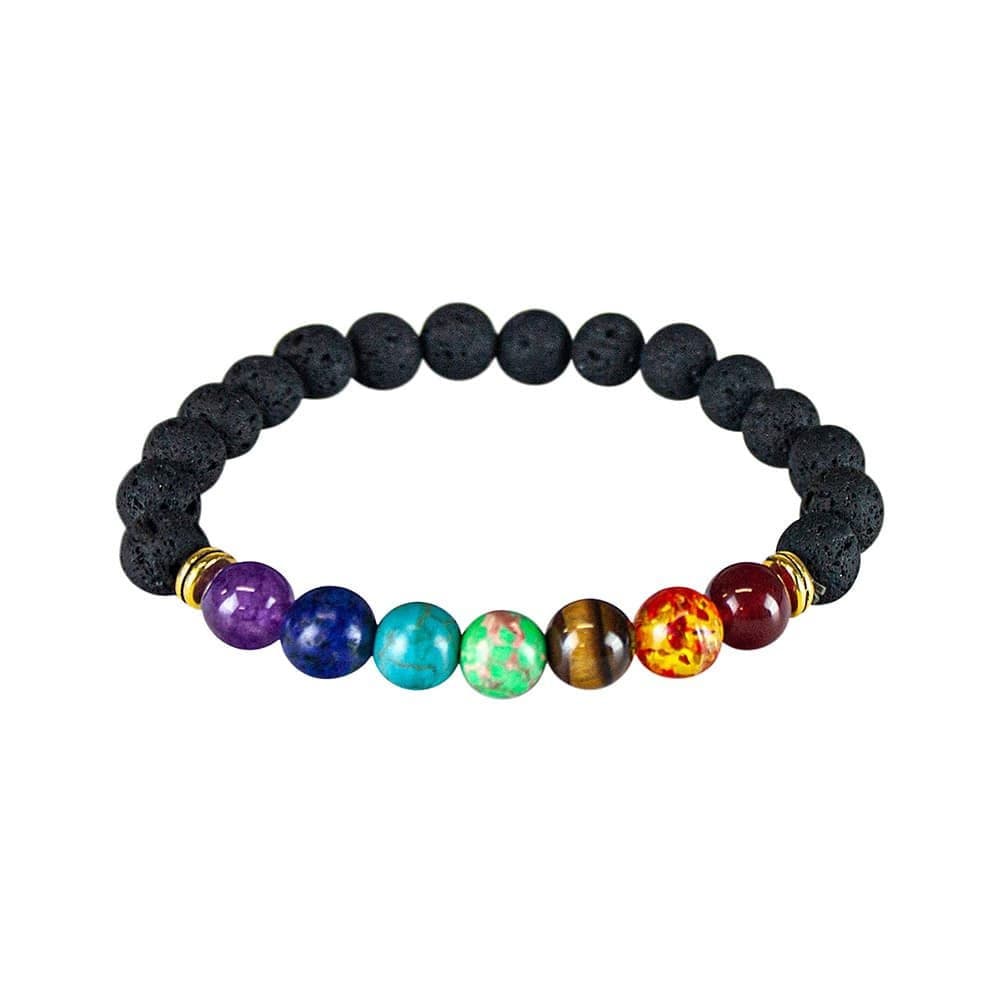 Chakraarmbånd med gulddetaljer
