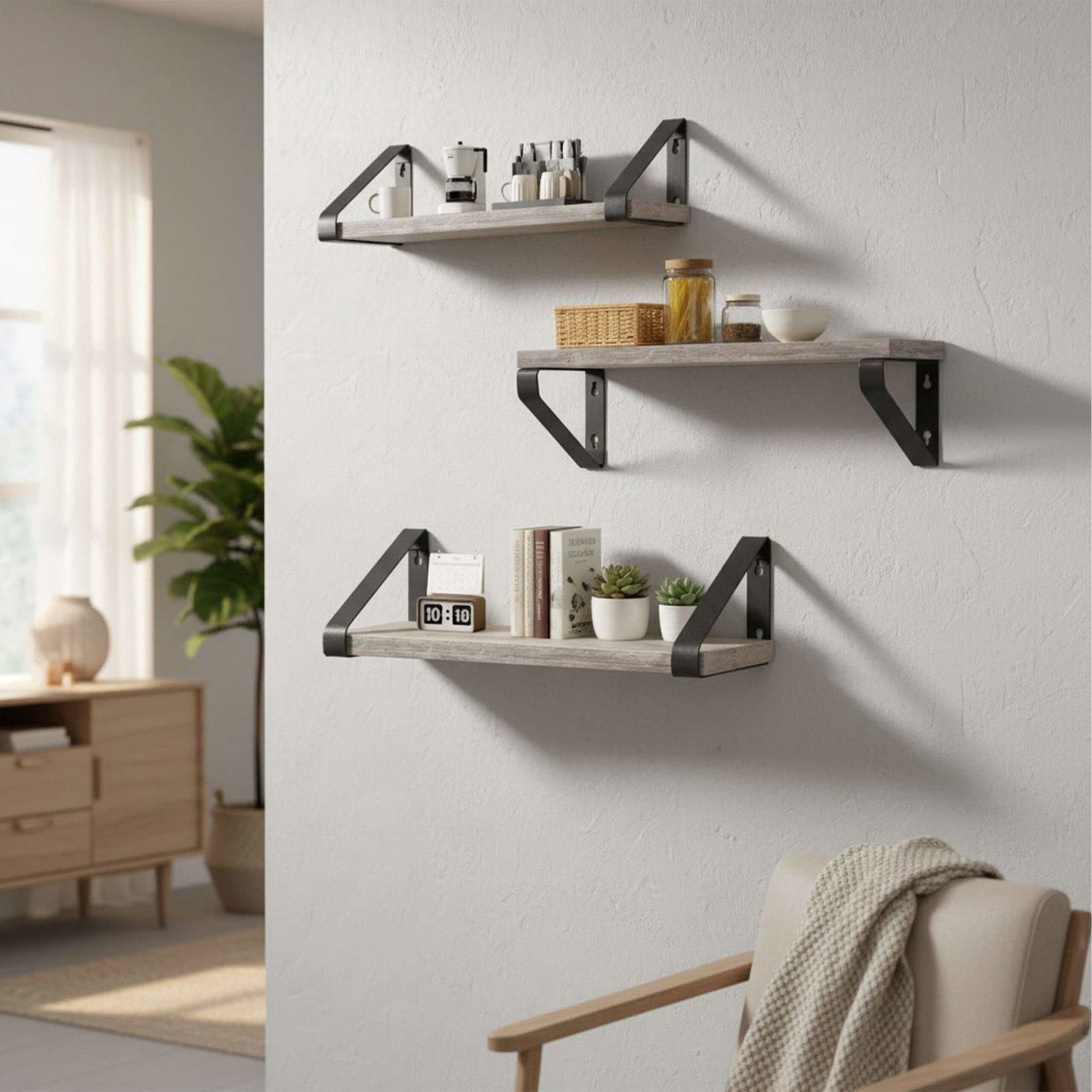 Væghylder – 3 størrelser til planter, bøger og dekorationer view 2