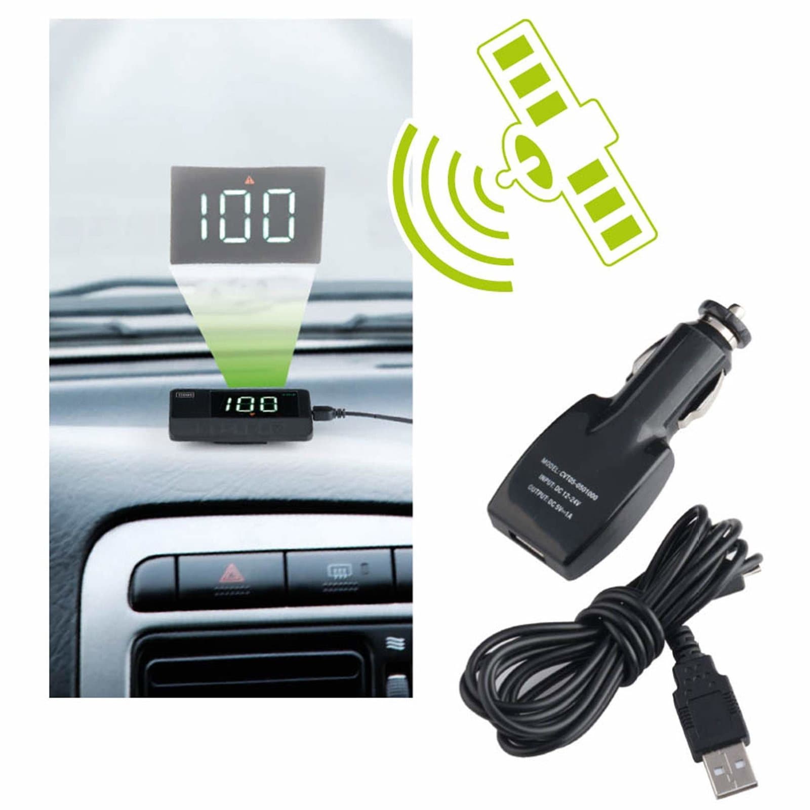 Bil HUD-display – GPS-hastighedsprojektion og advarsler