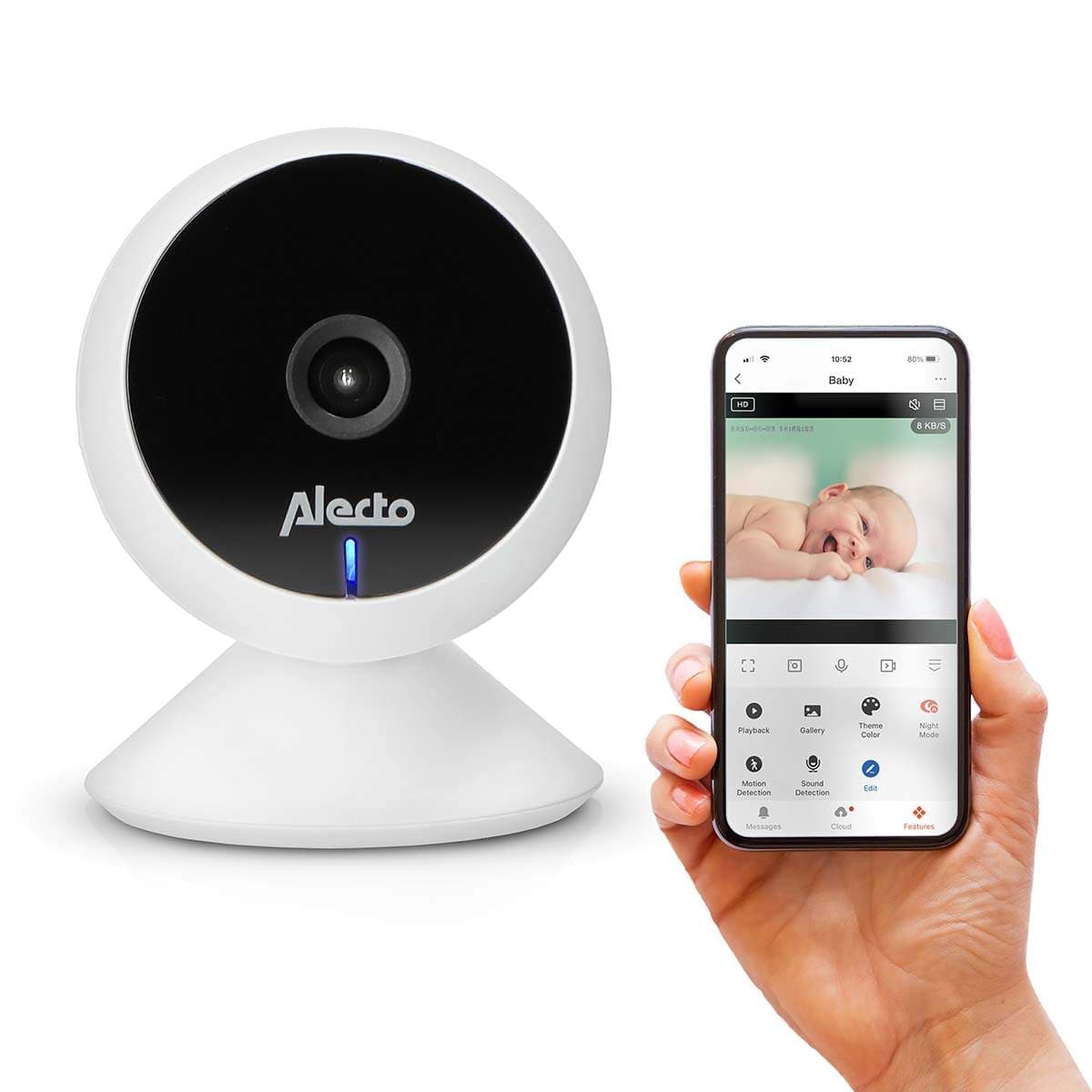 Wi-Fi babyalarm med HD-kamera, kompatibel med smartphones view 2