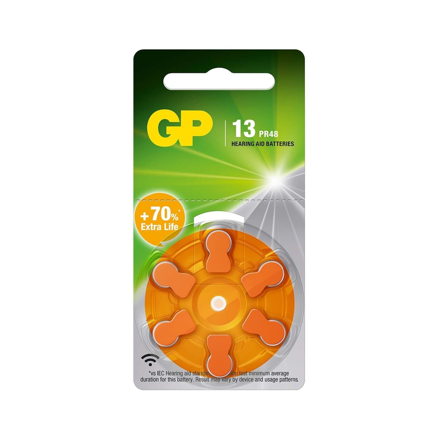 GP høreapparatbatteri ZA13/PR48 6-pak