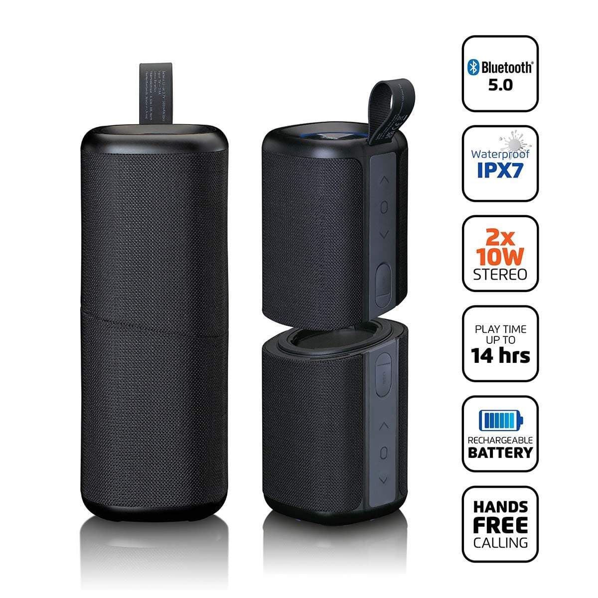 2-i-1 Bluetooth-højttalere, TWS, vandtætte, 10W x 2