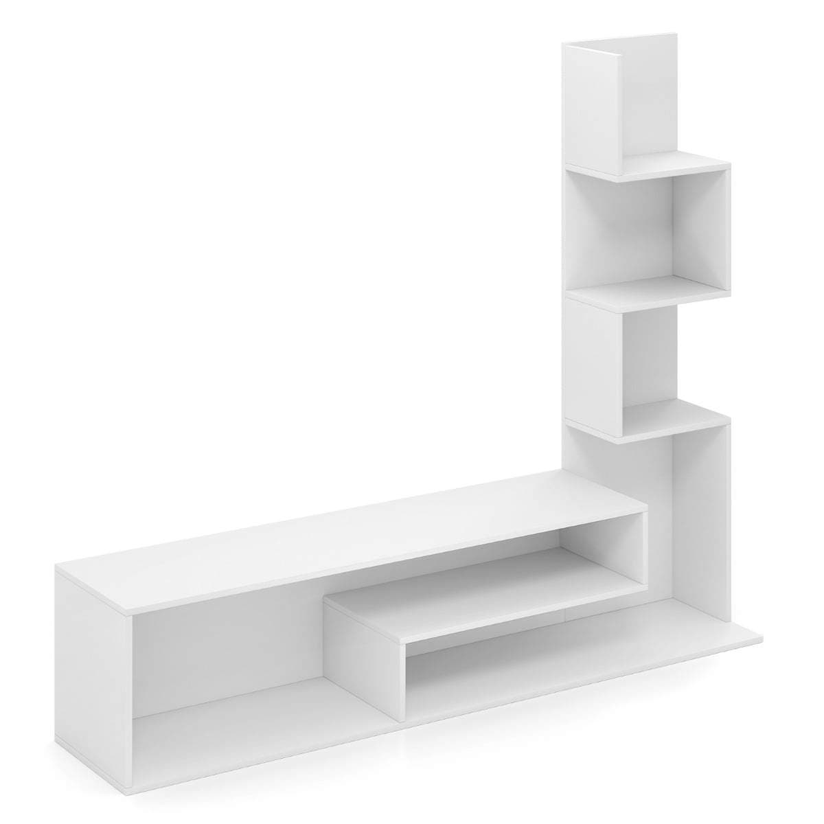 TV-bord i træ med bogreol til 50" TV – Hvid view 2