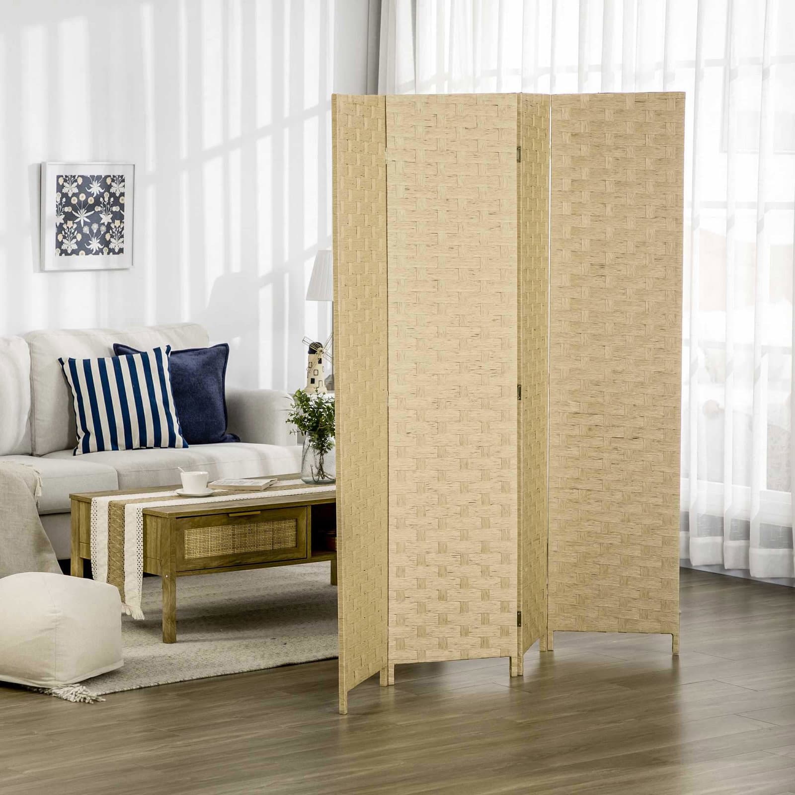 4-panels rumdeler, vævet fiber, brun, 159,5x169,5 cm view 2