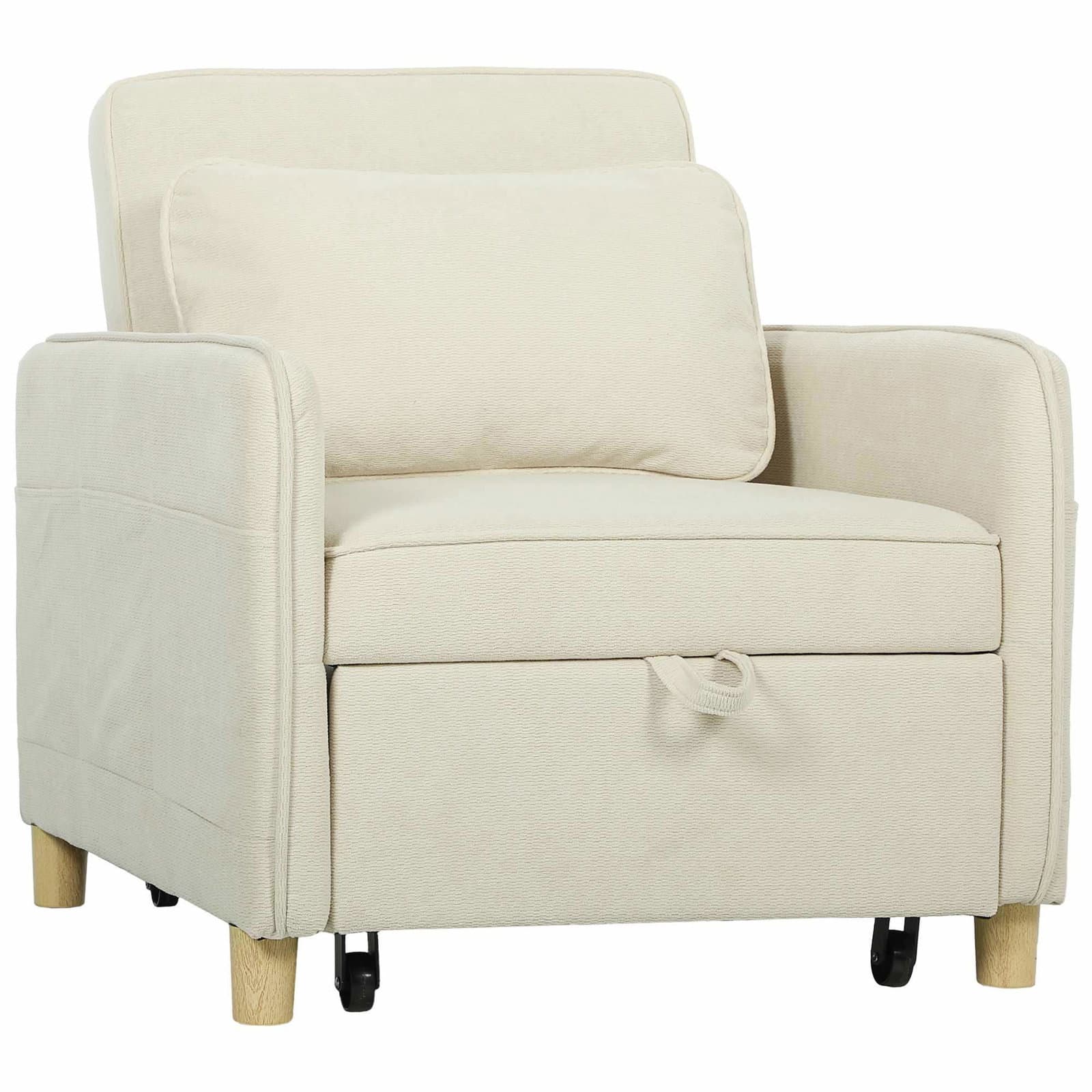 Konvertibel 3-i-1 sovesofa, bredt sæde, beige