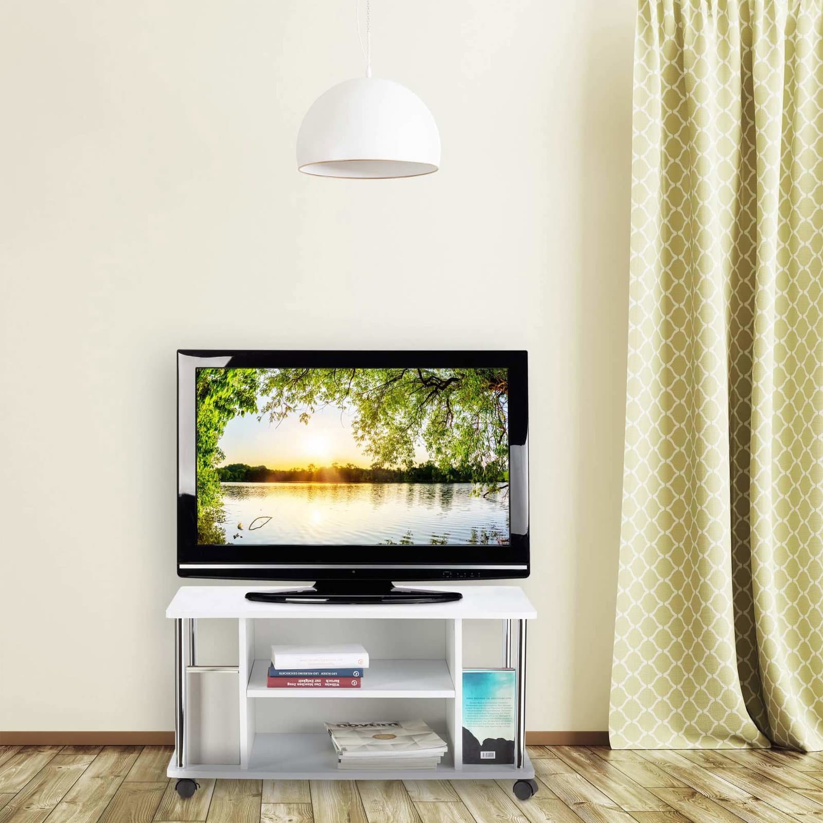 TV bord hvid med hjul view 2