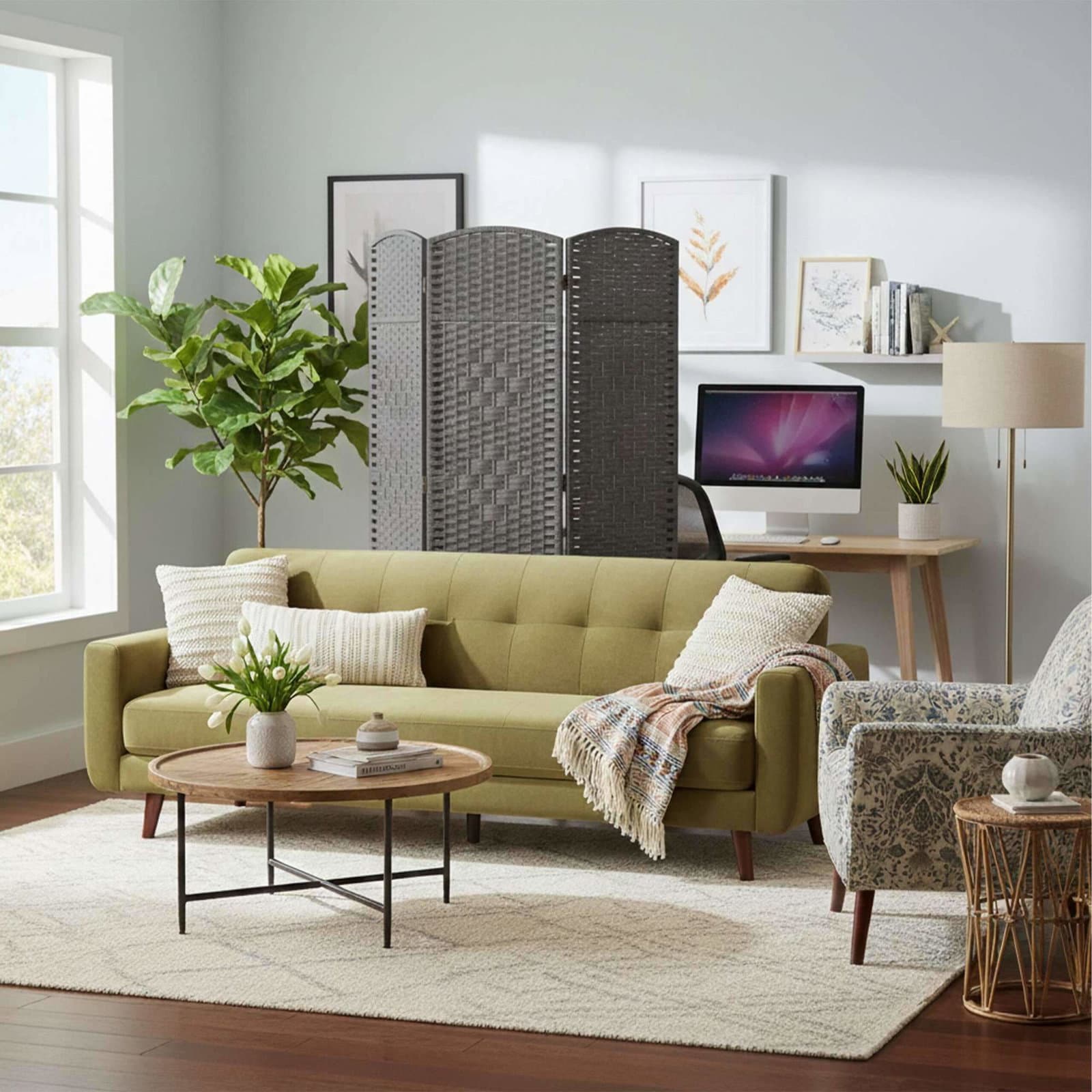 3-panels foldbar skærm – elegant rumdeler view 2