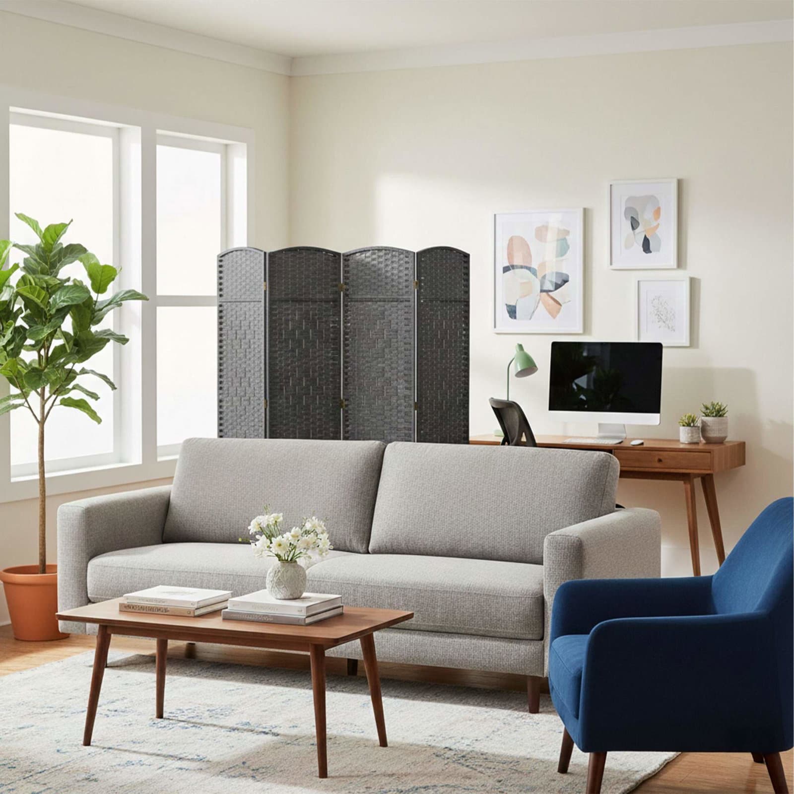 4-panels foldbar skærm – Elegant rumdeler view 2
