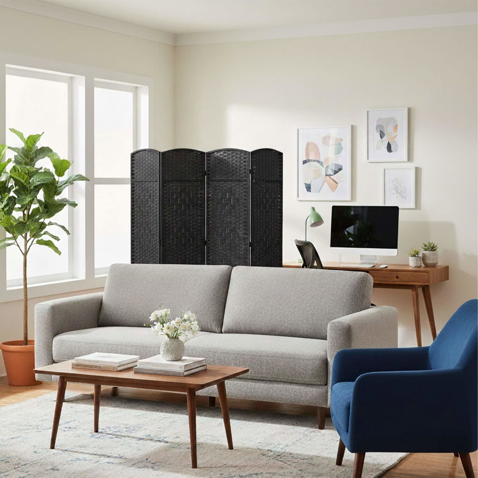 4-panels foldbar skærm – Elegant rumdeler view 2