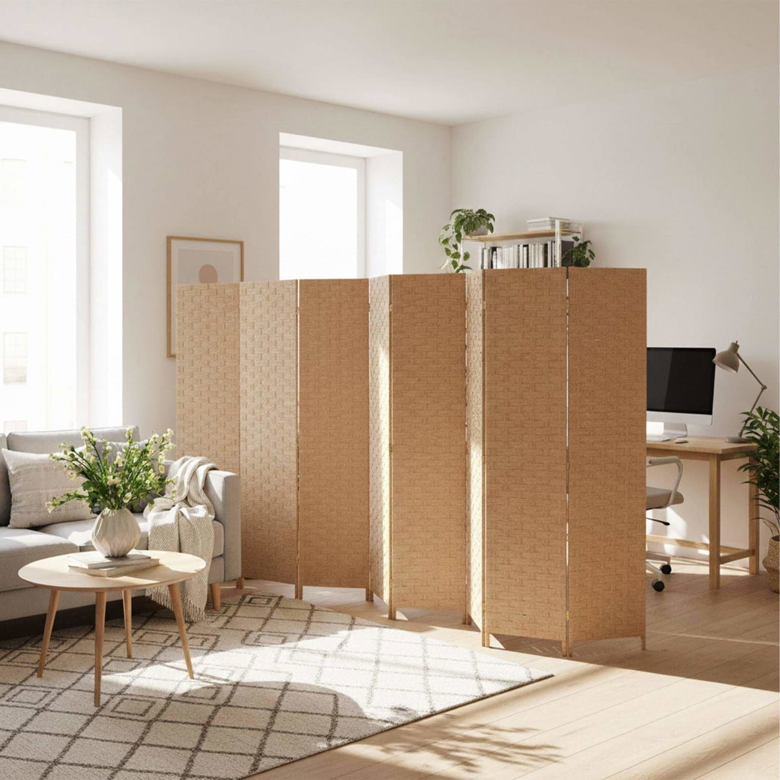 8-panelers foldbar skærm – elegant rumdeler view 2