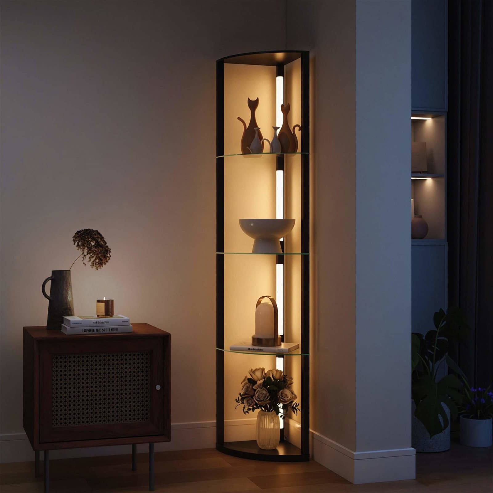 LED-gulvlampe med glashylder – justerbar lysstyrke view 2