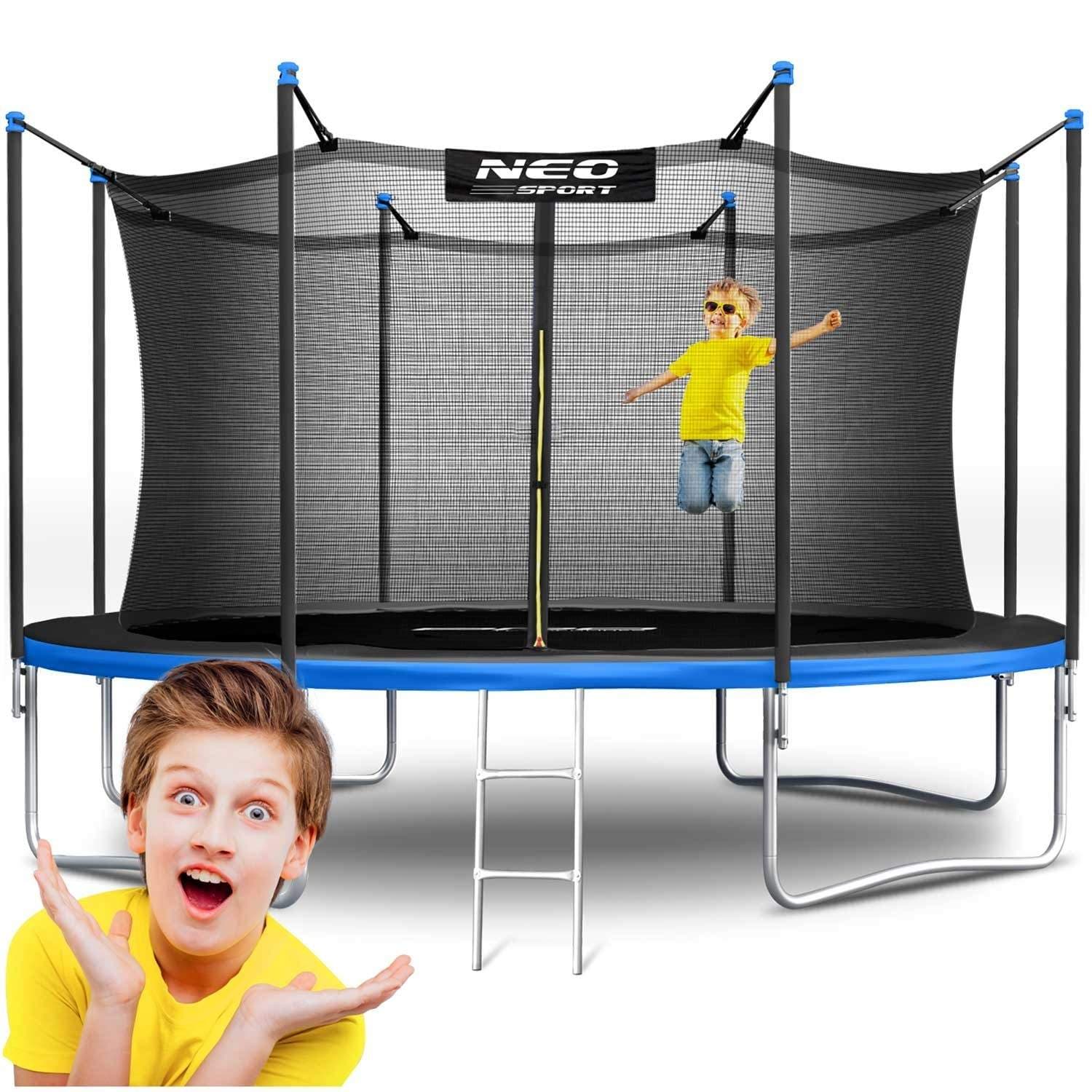 Havetrampolin 14ft/435cm med indvendigt net og stige Neo-Sport