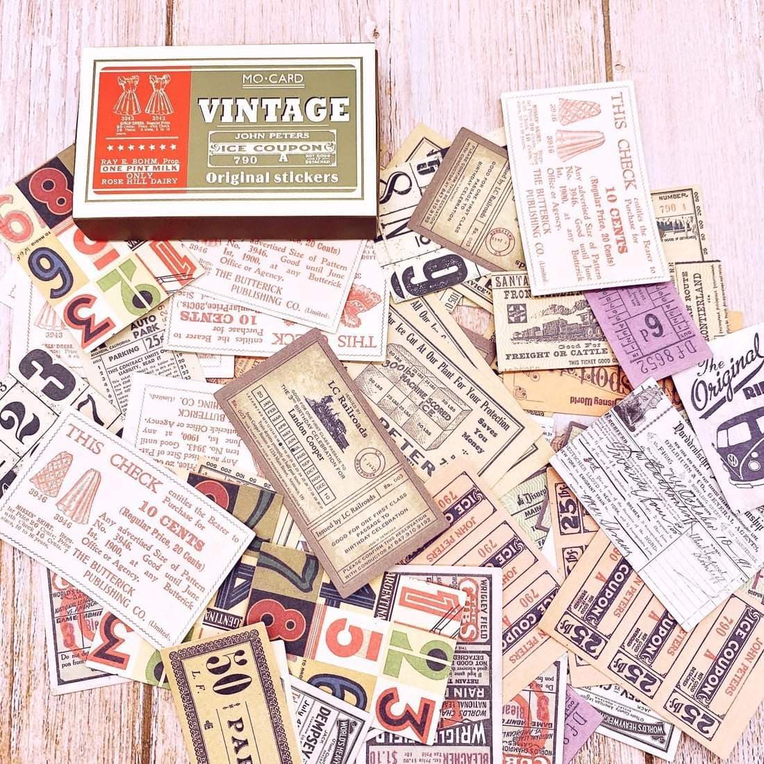 60x Klisteretiketter i Æske, Vintage - Nr. 6