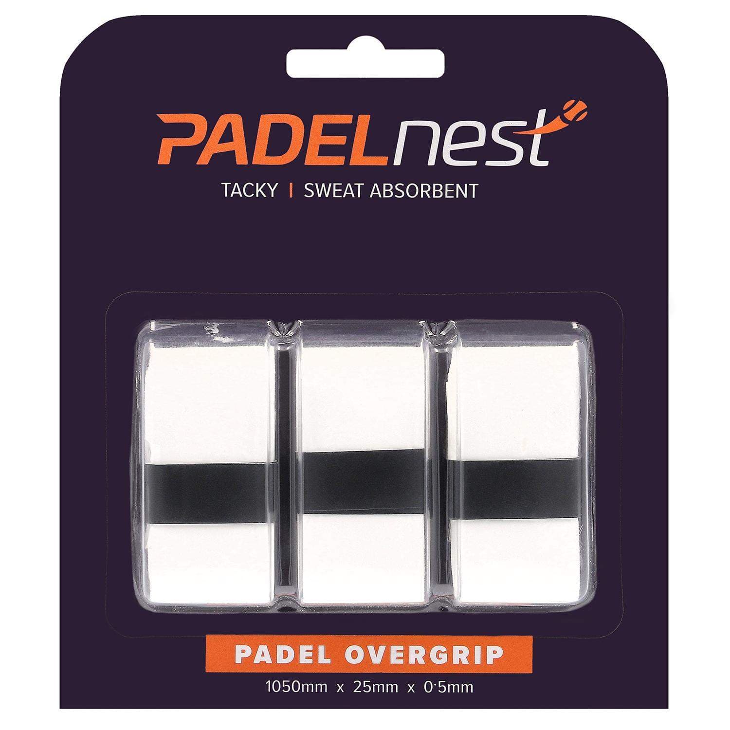 Padelnest, 3x Overgrips - Tacky - Hvid
