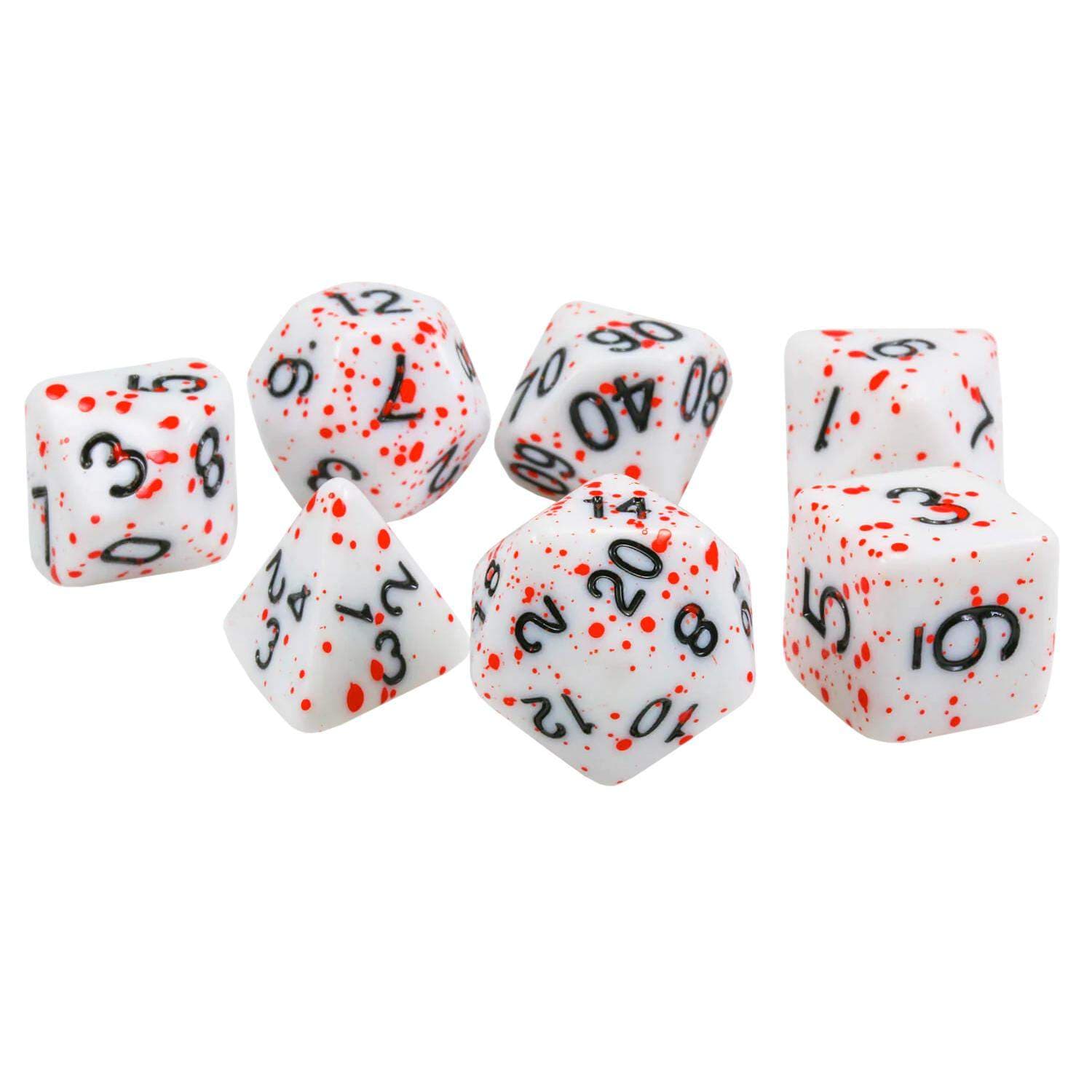 7x Terninger til Dungeons & Dragons (DnD) - Hvid/Rød view 2