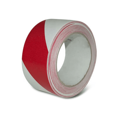 Gulvtape - Rød/hvid - 50 mm x 33 m