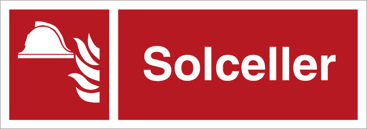 Brandskilt - Solceller  - Refleks aluminium - 105 x 297 mm
