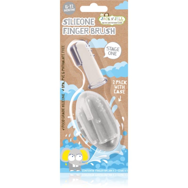 Jack N’ Jill Silicone Silikone fingertandbørste til børn Blød 6 - 18 måneder 2 stk.