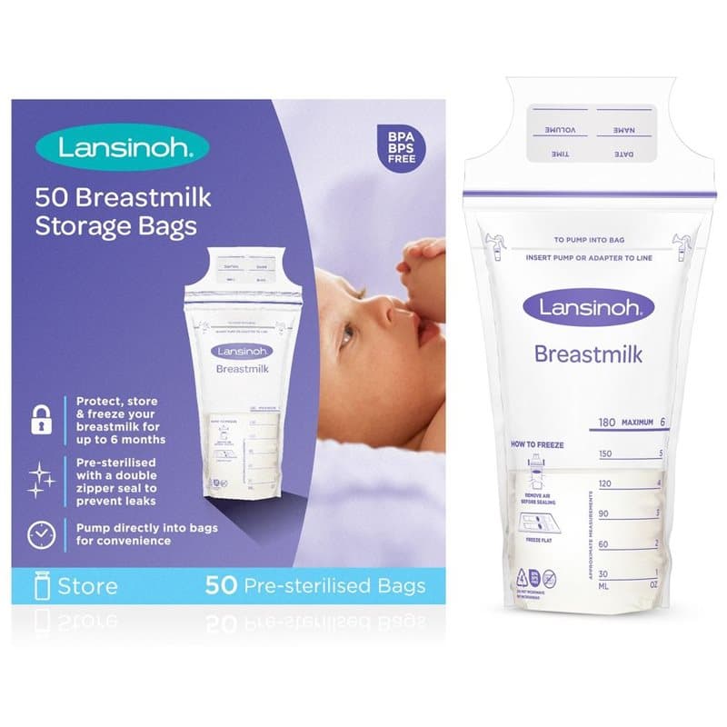 Lansinoh Breastfeeding Breastmilk Storage Bags pose til opbevaring af modermælk 50 stk.