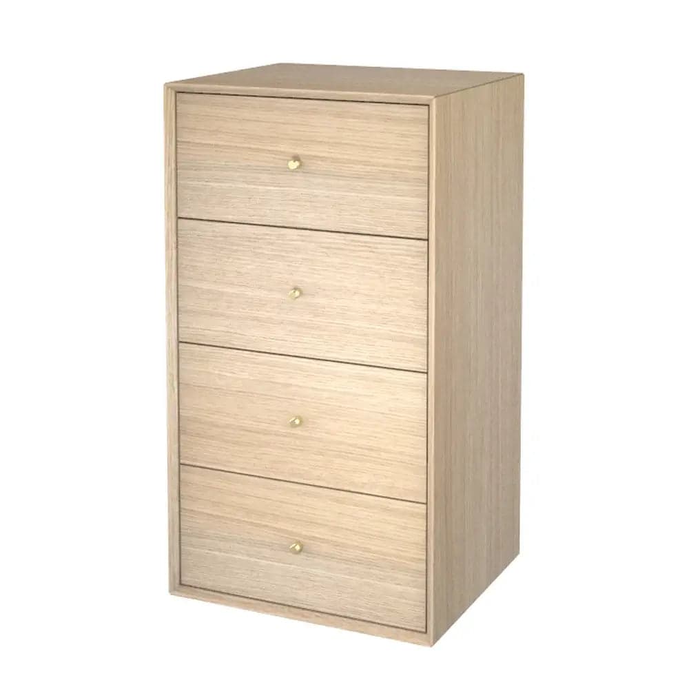 Oakling reolsystem reol m. 4 skuffer Hvidolieret eg
