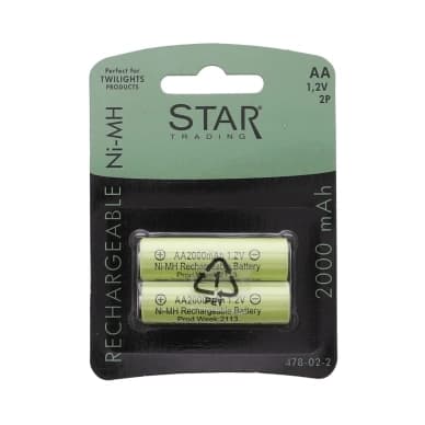 Star Trading Genopladeligt batteri til solcellelys AA 1.2V 2000mAh 2p