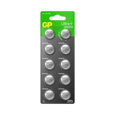 GP BATTERIES GP Ultra Plus Litium knapcelle CR2032 10-pak 103400 Modsvarer: N/A