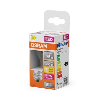 OSRAM LED Kugle 25 Dæmpbar Klar 1,8W 827 E27