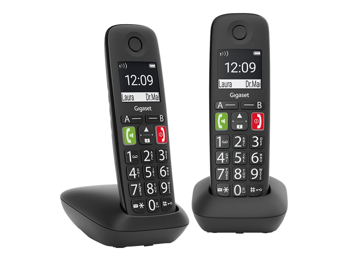 Gigaset E290 Duo Trådløs telefon Ingen nummervisning Sort