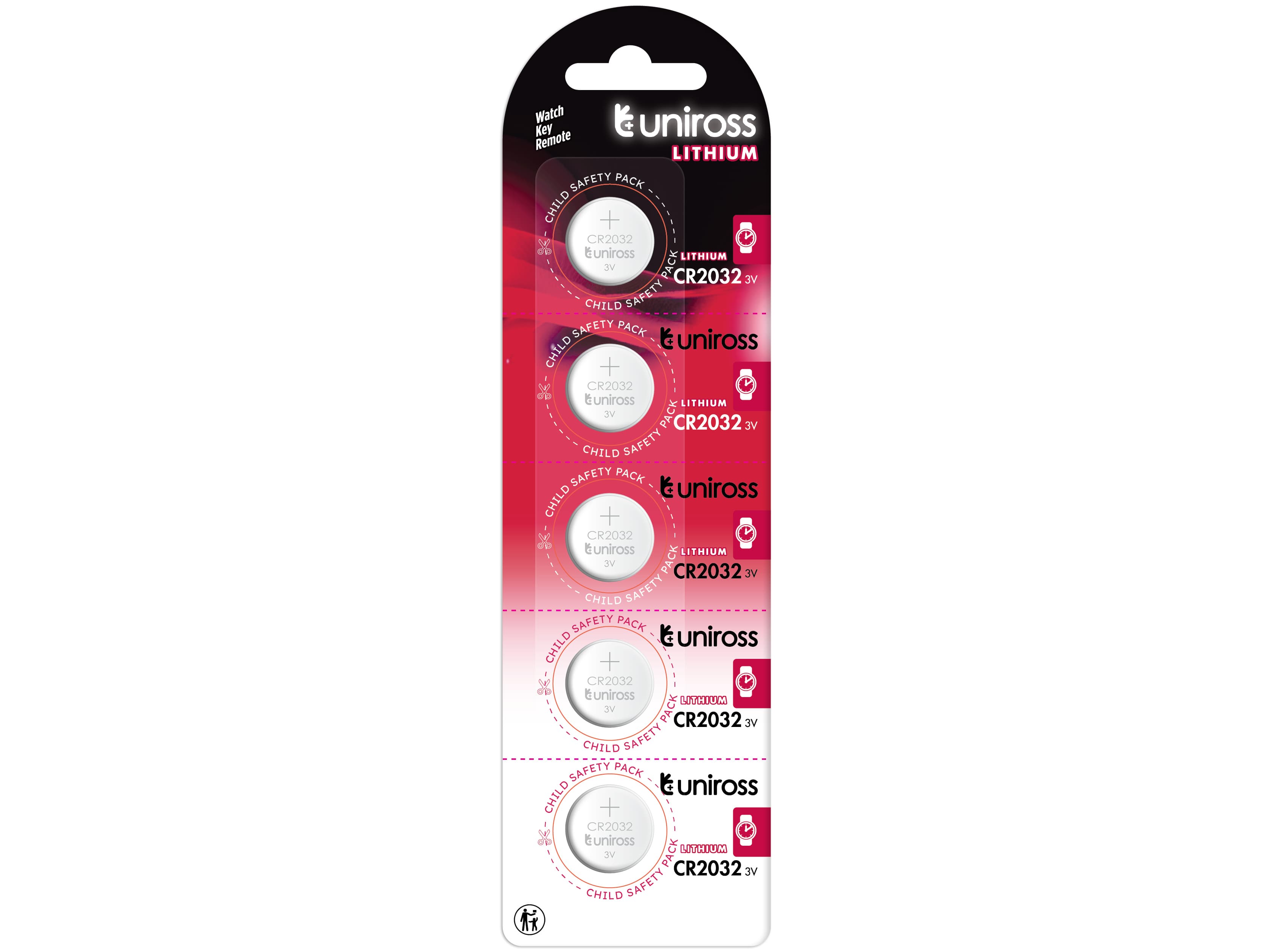 Uniross Lithium CR2032 Knapcellebatterier 5 stk