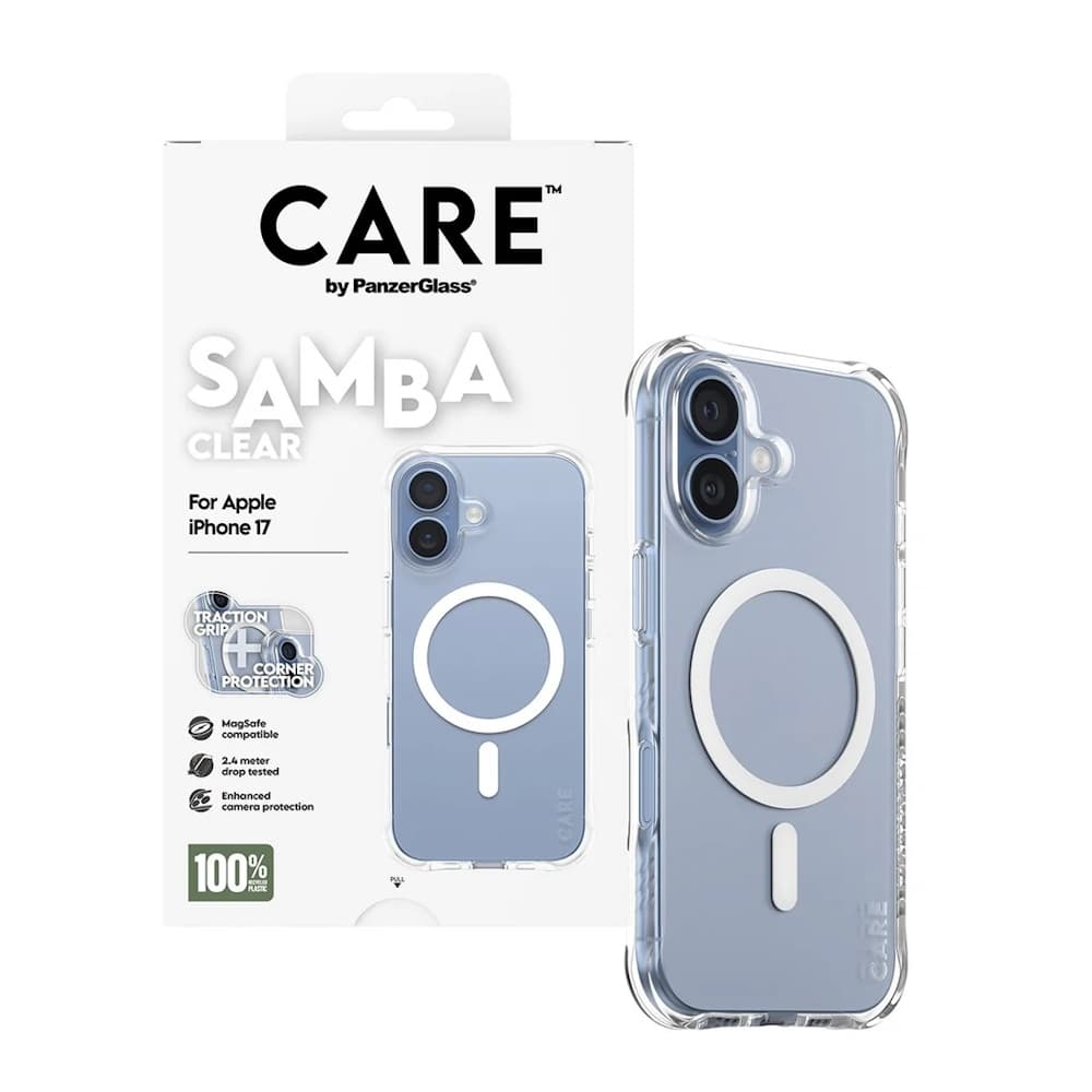 CARE by PanzerGlass Fashionable Case Samba Beskyttelsescover til iPhone 17 Transparent