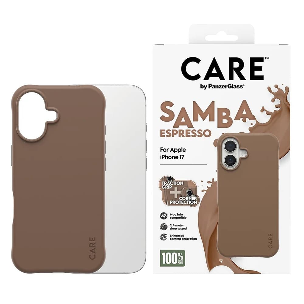 CARE by PanzerGlass Fashionable Case Samba Beskyttelsescover til iPhone 17 Espresso