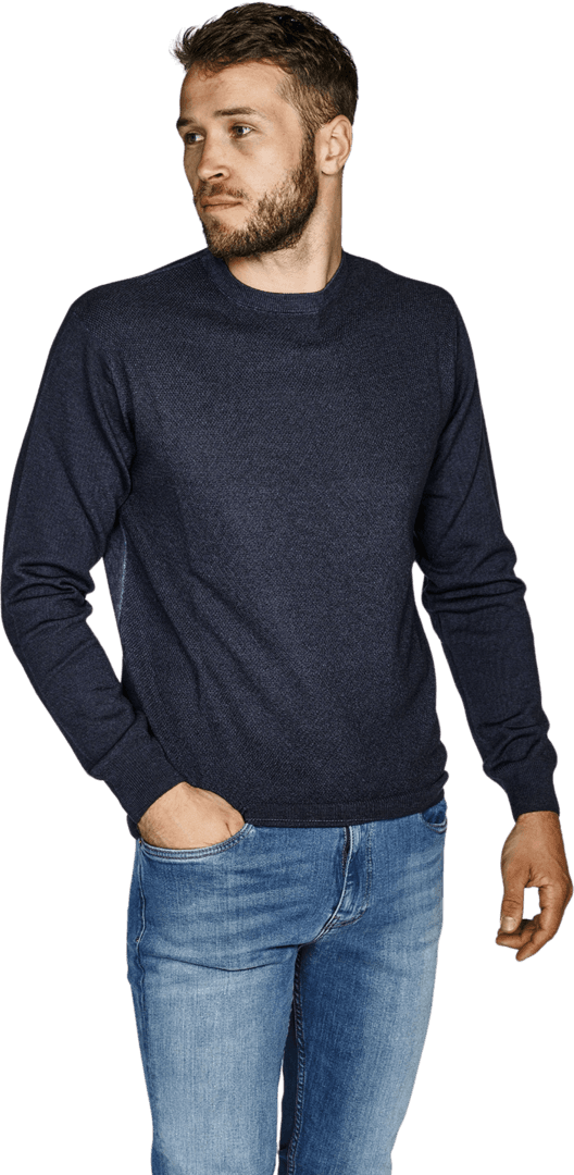 Aversa Pique Strik Fitted Navy