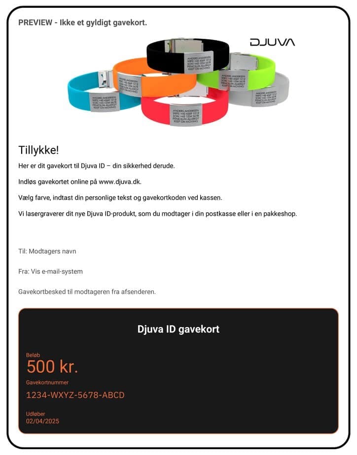 Gavekort (Fysisk med forsendelse)