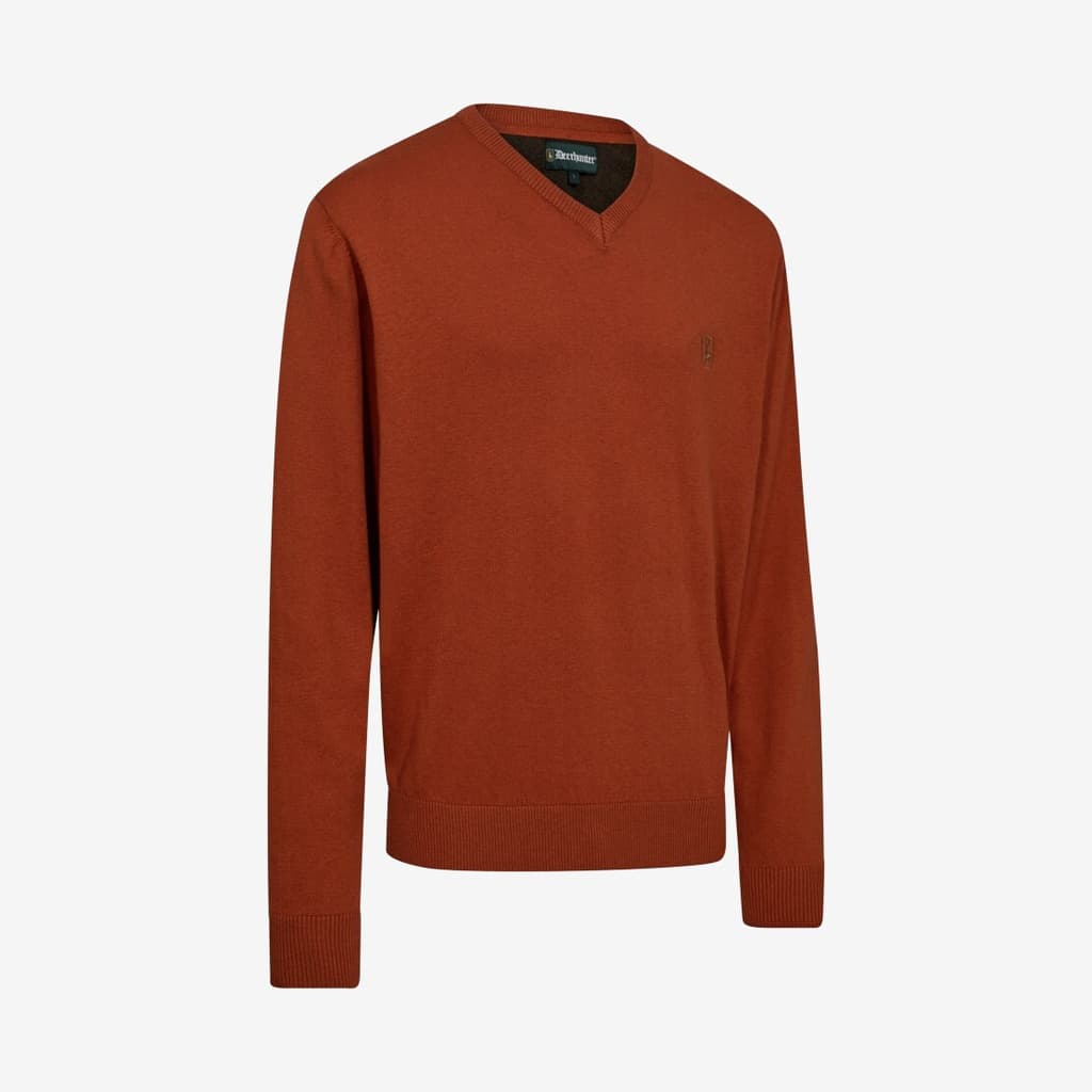 Deerhunter - Harrington striktrøje (V-neck) (Oak Rust Melange) - L