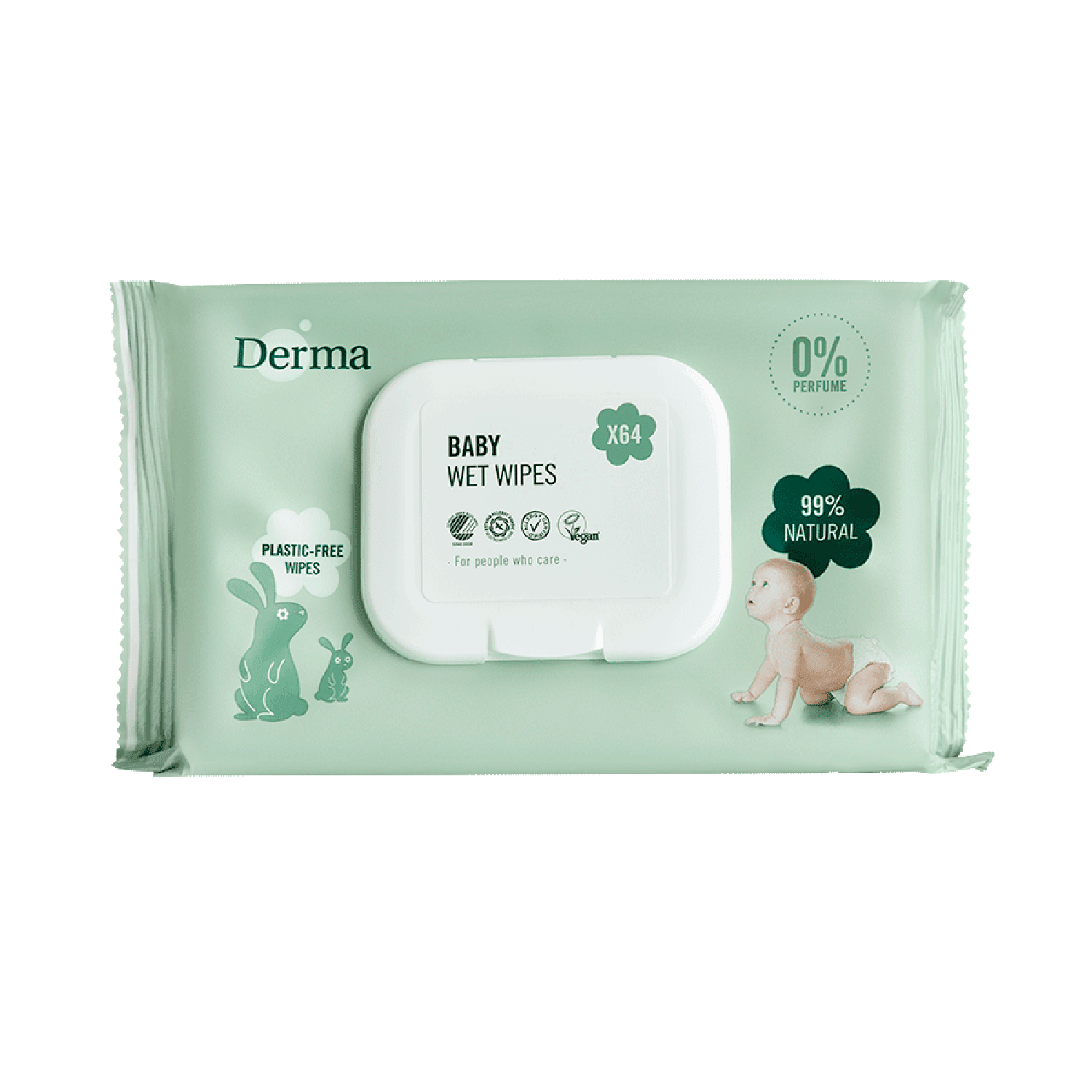 Derma Babyvådservietter (64 stk)