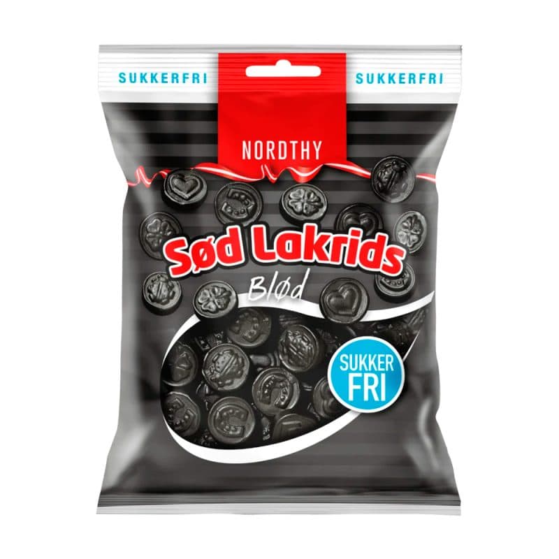 Nordthy Sukkerfri Sød Lakrids &bull; 75g. - 3 for Kr. 49.95