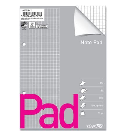 Bantex note pad A4 ternet blok pk á 5 stk