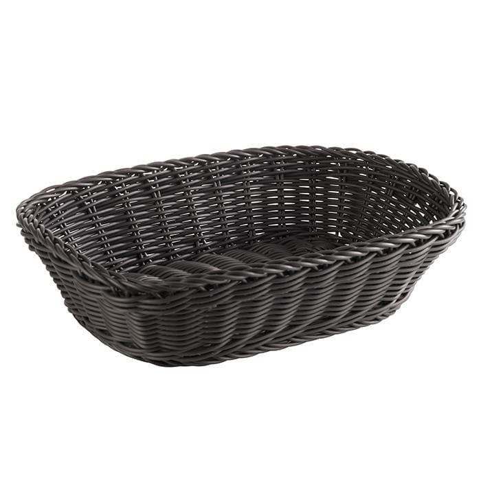 Udgår: Brødkurv, rektangulær, sort plastflet, 26,5x19xH7 cm