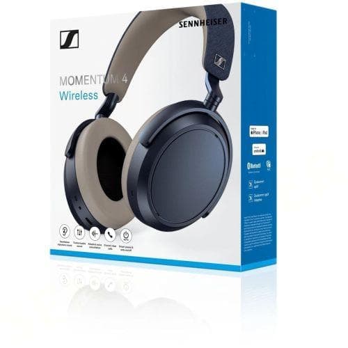 Sennheiser momentum 4 blå trådløse høretelefoner med 60 timers batteritid